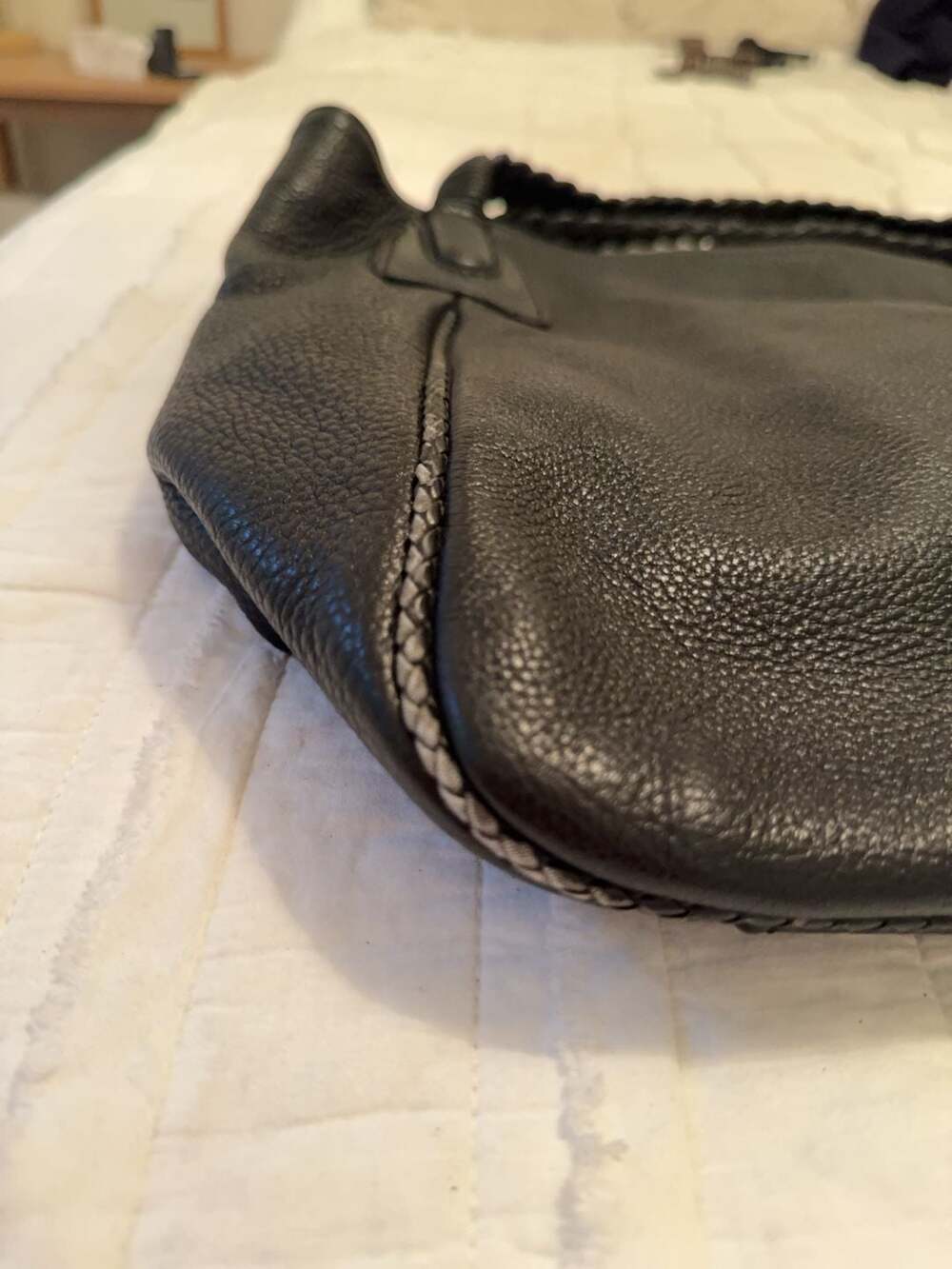 Gucci Black Pebbled Leather Braided Handle Tote Bag - Picture 8 of 9